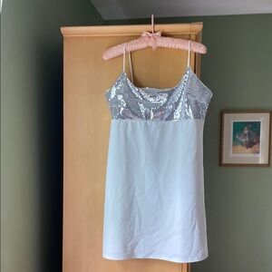 River Island Silver and White Mini Dress